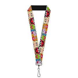 Buckle-Down womens Lanyard - 1.0 Muppets Faces C/U Black Key Chain, Multicolor, One Size US