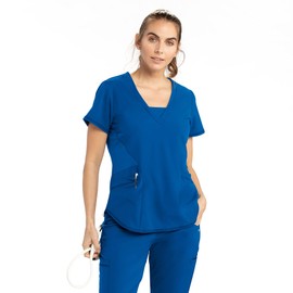 BARCO One Women's BOT083 3 Pocket V-Neck Spark Scrub Top-New Royal-X-Small