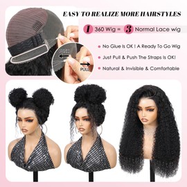 Beluck Deep Wave Curly 360 Lace Front Glueless Wigs Human Hair Pre Plucked Pre Cut With Hidden Strap Drawstring Ready To Go 15A Human Hair Wig 200 Density 360 Lace Frontal Human Hair Wigs 20Inch