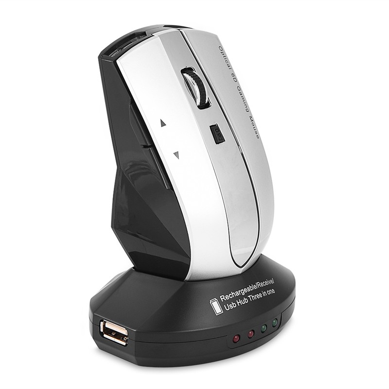 2.4GHz Rechargeable Wireless Optical Gaming Mouse w Charging Dock Stand