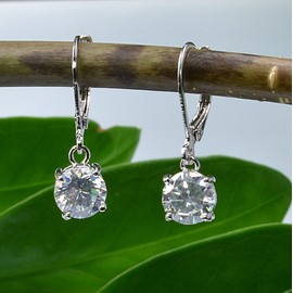 Crystalline Azuria Women 18ct White Gold Plated Round White Zirconia Crystals Wedding Dangle Lever back Earrings