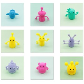 Qiuttnqn 20 PCS Cute Finger Puppets Toys,Monster Stretchy Finger Puppets Fidget Toys,Soft Rubber Finger Doll Toys for Role Playing,Party,Christmas