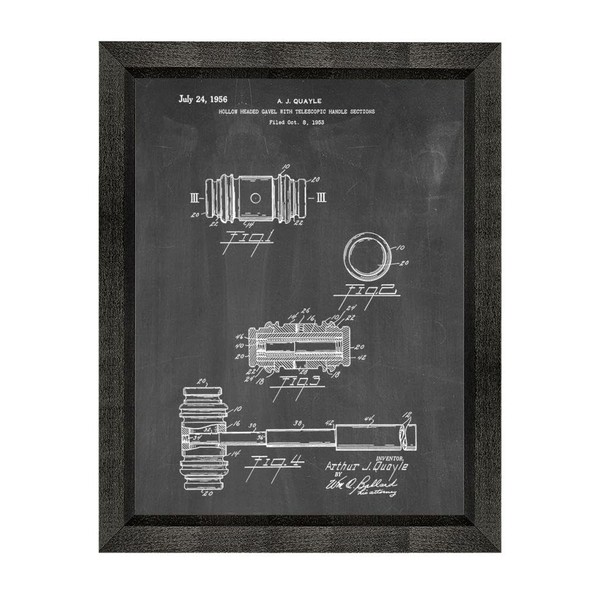 Judge's Gavel Patent Art Chalkboard Print in a Beveled Black