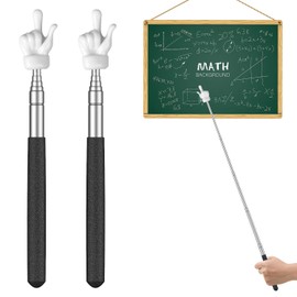 Pawfly 2 Pcs Telescopic Teachers Pointer Mini Retractable Finger Pointer Stick for Classroom Extendable Hand Pointer Classroom Pointer for Elementary School Kindergarten Teacher, up to 22.3" (Black)