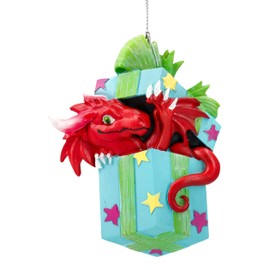 Ruth Thompson Cute Dragon Christmas Ornament 11cm - Red Dragon in Gift Box Fantasy Decoration Christmas