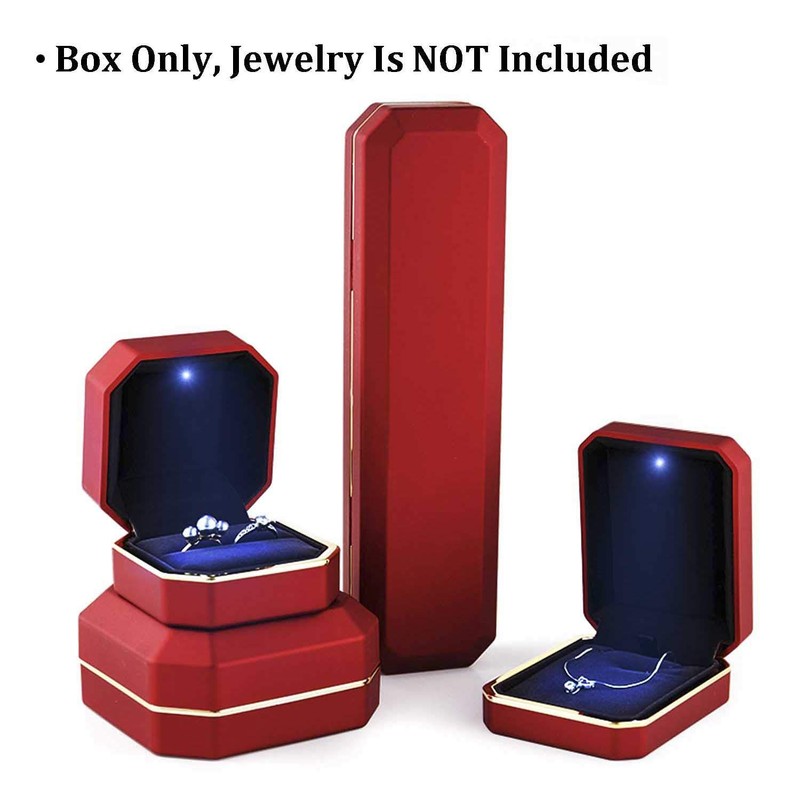 AVESON Luxury Ring Box, Square Velvet Wedding Ring Case Jewelry