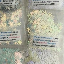 BabyEmma2007 Winter Wonderland SNOWFLAKE shape Glitter-6mm Nail Art Face Craft-U pick-tsp-US - Snowflake-Iridescent White/Baby Pink/Baby Blue