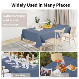 Easy-Going Faux Linen Waterproof Spill-Proof Tablecloth Stain Resistant Rectangle Table Cloth Wrinkle Free Decorative Fabric for Kitchen, Dining, Party, Weddings, Restaurants (60x120 in, Denim Blue)