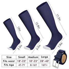 WHIPPY Baseball Socks and Belt Combo for Youth Adult - 2 Pairs of Softball Socks with Baseball Belt for Boys and Grils Navy S