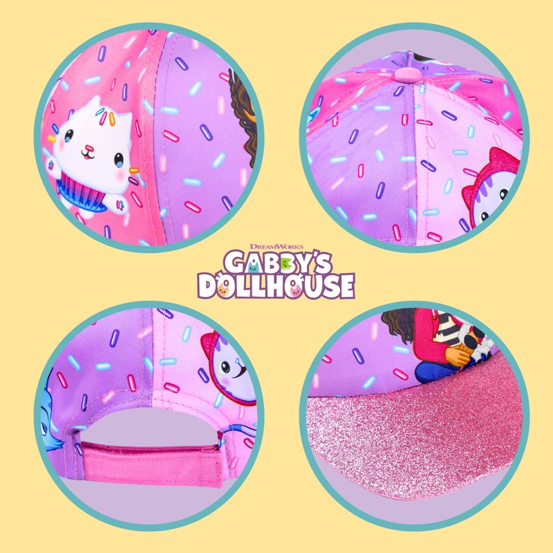 Gabby's Doll House Baseball Cap for Girls, Hat Glitter Design,