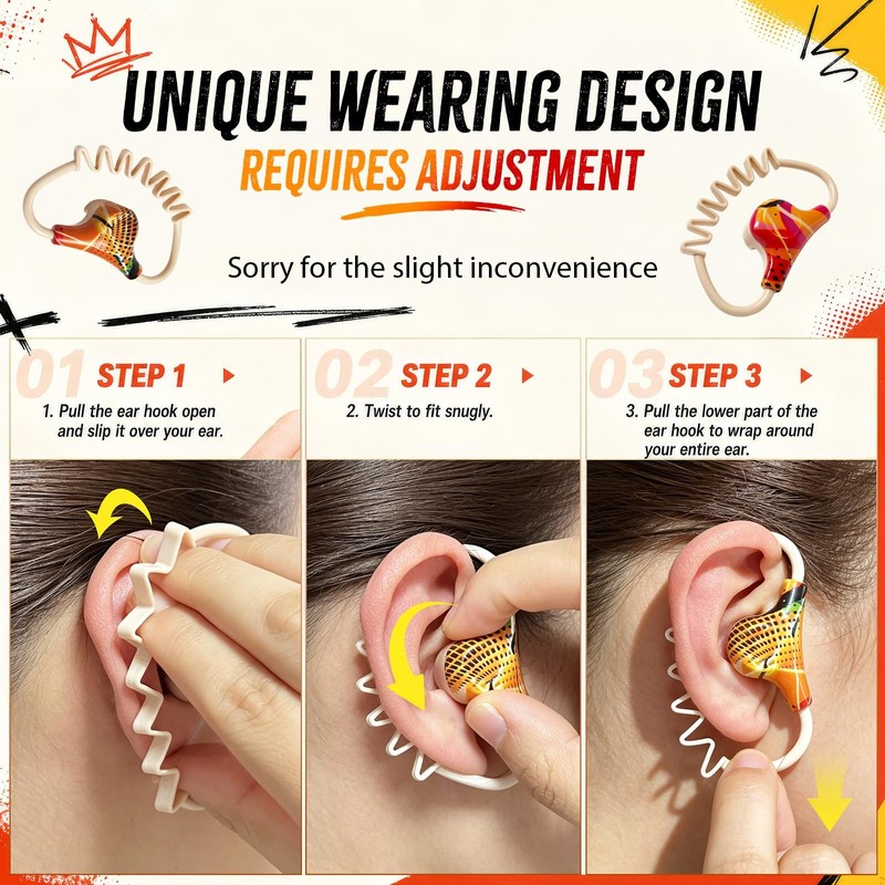 Yeforu Wireless Bluetooth Semi Open Ear Headphones Over Open Ear