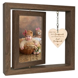 EYITUPC Great Grandparents Gifts - Rotating Wooden Great Grandparents Picture Frame for Two 4x6 Photos - Glass Cover, Gift Box Included - Only the Best Grandparents Get Promoted to Great Grandparents