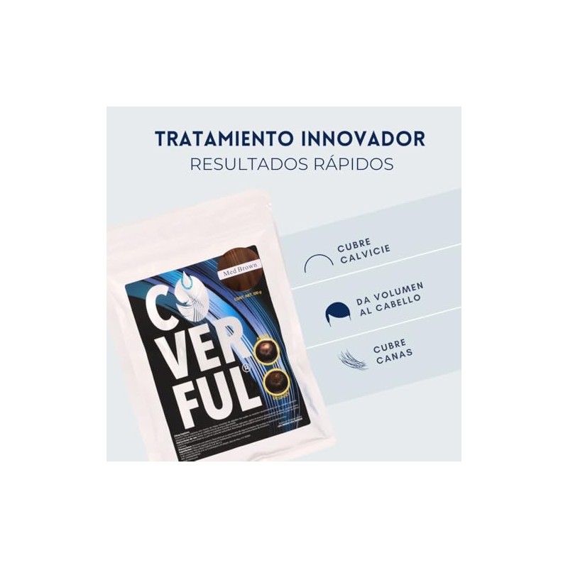 Fibra Capilar Coverful Premium 100 Gramos Para Cubrir Calvicie, Canas