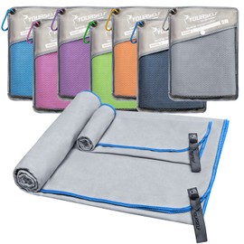 SYOURSELF 2 Pack Microfiber Travel Towel, Quick Dry Towel Beach Towel, Soft Absorbent Compact Camping Yoga Sweat Towel for Gym Swim Travel Camping Hiking Backpack Accessories (L:60"x30"+12"x24")