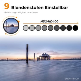 K&F Concept Nano-X 49 mm ND Filter Variable Grey Filter ND2-400 (1-9 Stop) Vario ND Filter with Filter Bag