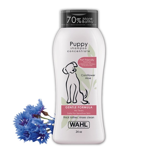 Wahl USA Gentle Puppy Shampoo for Pets – Cornflower & Aloe for Grooming Dirty Dogs - 24 Oz - Model 820002A