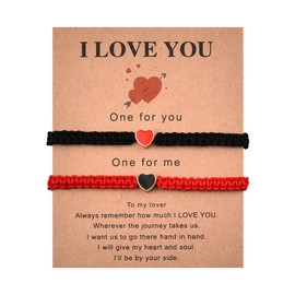 Couple Gifts for Him and Her Bracelets Anniversary Christmas Engagement Gifts for Wife Husband Romantic I Love You Gifts for Girlfriend Boyfriend Fiance Matching Heart Bracelets for Couples Wedding