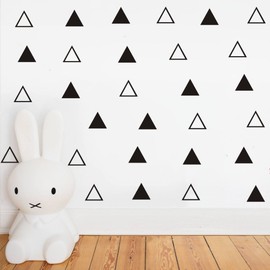 64pcs/ Set Triangles Wall Decor Sticker Solid Hollow Tribal Triangles Pattern Stickers Vinyl Kids Room Bedroom Wall Decal AM162 (Black)