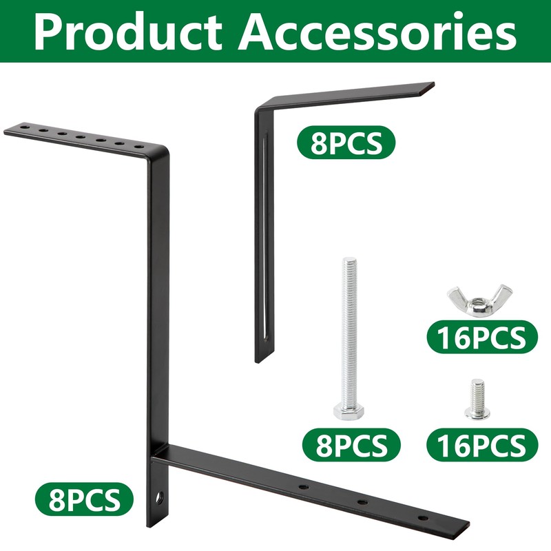 Adnee Set of 4 Double Sided Planter Box Brackets-Adjustable Window