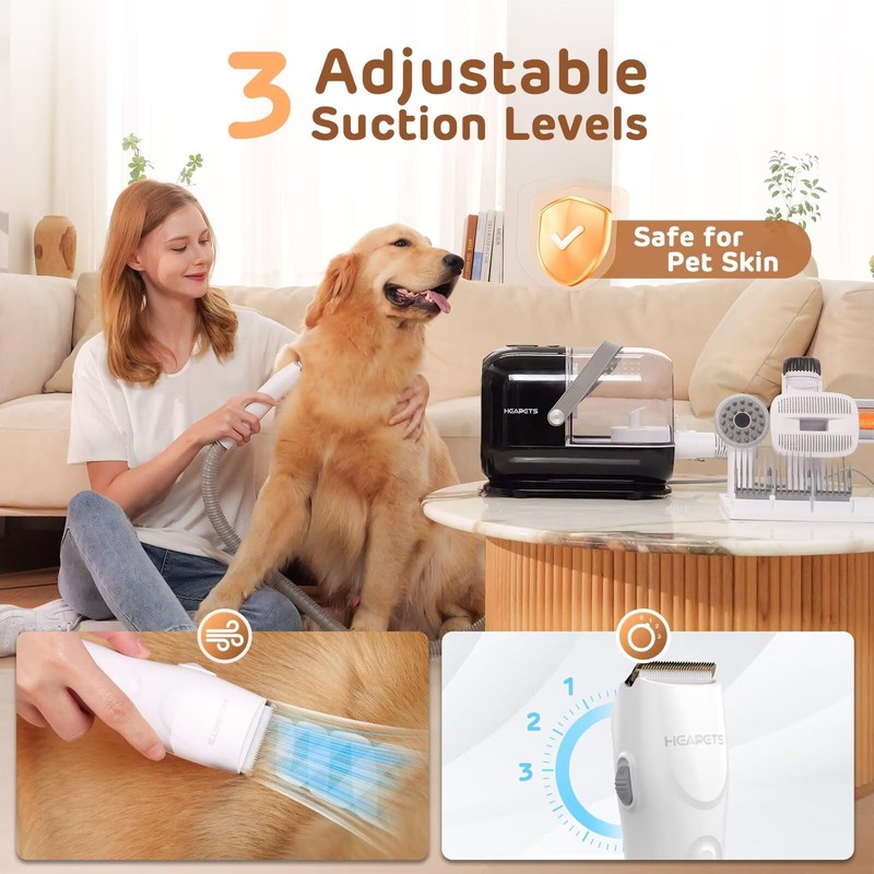 HEAPETS Dog Grooming Vacuum Kit - 3L Vacuum with 7