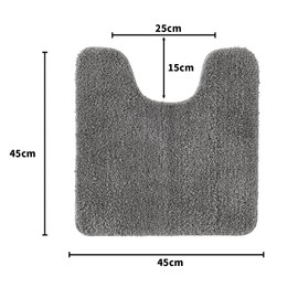 MIULEE Absorbent WC Toilet Rug Non Slip U Shape Bath Mat with High Hydroscopicity Rugs Super Soft Cozy and Shaggy Microfiber Rug Carpet for Bathroom Grey 45 x 45 cm
