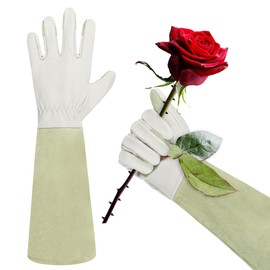 HLDD HANDLANDY Rose Pruning Gloves, Long Thorn Proof Gardening Gloves, Pigskin Leather Gauntlet with Padded Palm for Men & Women, Garden Gifts for Gardener