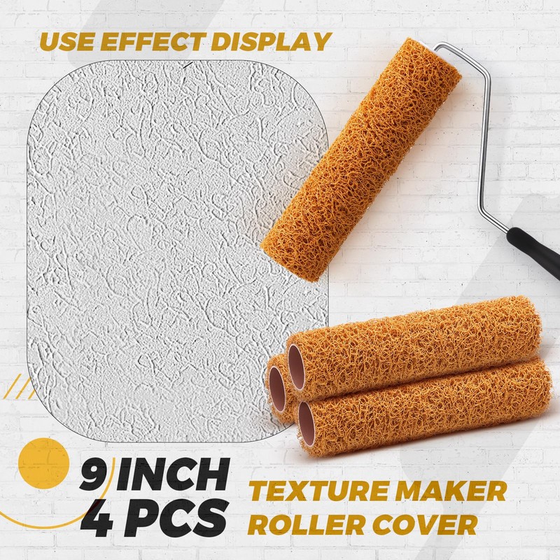 Teenyyou 5 Pcs Texture Paint Roller Set, 4 Pcs 9