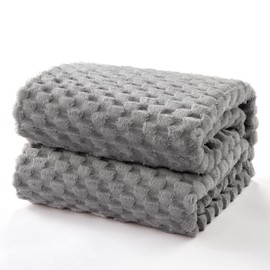 EXQ Home Fleece Blanket Twin Size for Couch or Bed - 3D Imitation Turtle Shell Jacquard Decorative Blankets - Cozy Soft Lightweight Fuzzy Flannel Blanket Suitable for All Seasons(60"×80",Light Grey)