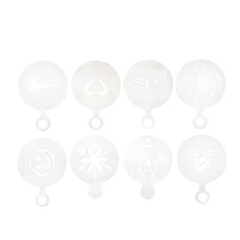 Restpresso Stainless Steel Coffee Decorating Stencil Set - Includes 8 Stencils - 4 3/4" x 3 1/4" - 8 Count Box