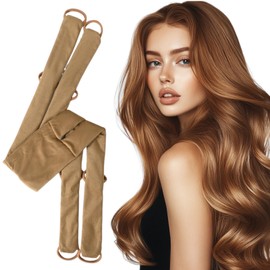 Heatless Curls Overnight to Sleep in, Satin Soft Heat-Free Curling Iron Set with Clips for Perfect Natural Curls, Long Short Hair （Pink or Brown）