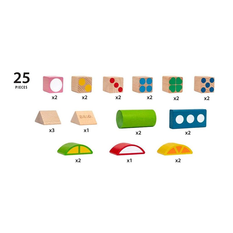 BRIO 25 Patterned Wooden Blocks - Educational Learning Toys for