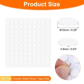 HARFINGTON 300pcs Double Sided Sticky Tape Dots, Adhesive Two Sided Nano Dots, Clear Removable Mounting Round Sticky Dots Traceless for Art Craft, Decoration, 0.39" x 0.03"