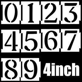 20pcs 4 Inch Plastic Number Stencils (0-9) for House Numbers, Reusable Curb Stencil Kit for Address Painting, Mailbox, DIY Spray Paint Stencil for Wall, Wood, Fabric, Sign