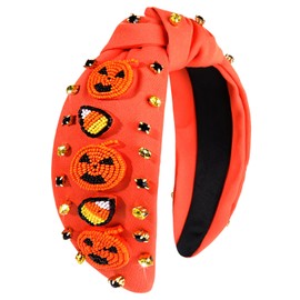 PHALIN Diadema anudada de Halloween para mujer (naranja)