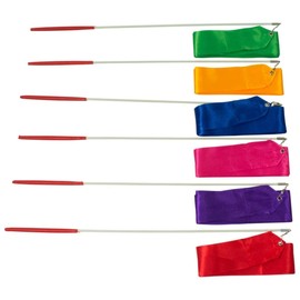 CIM Gymnastics Band - 4 m Satin Ribbon - with Swing Bar - Rhythmic Sports Gymnastics (Mixed Colour 4 m)