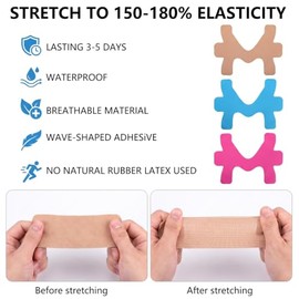 12 PCS Ankle Tape, Kinesiology Tape Pre Cut