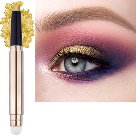 Qeetvia Gold Eyeshadow Stick Makeup, Long-Lasting Waterproof Eye Shadow Pencil, Hypoallergenic Smudge-Proof Glitter Primer Palette Shimmer Eyeliner, Easy to Blend Eye Make Up