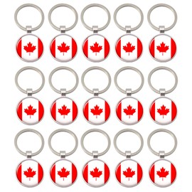 15Packs Canada Canadian Keychain Souvenir, Canada Flag Maple Key-Chain Keyring Keychain for Women Man Students Friends Travel Trading