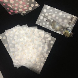 100 Pcs Daisy Flower Self Sealing Bags Cello Cellophane Bags Self Adhesive Candle Soap Cookie Bags Poly Treat Bags White