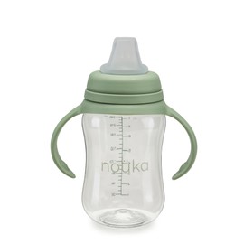 nouka Soft Spout Tritan Sippy Cup | Leak Proof and Easy Grip | Removable Handles | Moss