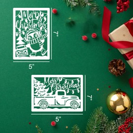 Christmas Stencils Reusable Christmas Stencil for Cards 7”x5” Gnome Snowman Nativity Holiday Drawing Templates for Painting on Wood Canvas Cards Journal Crafts