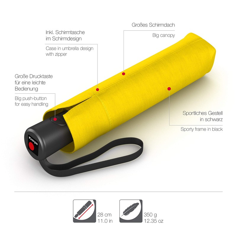 Knirps A.200 Medium Duomatic Pocket Umbrella, Compact and Storm-Proof, Wind