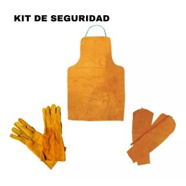 SITECSA Kit Seguridad Soldador Herrero Mandil Guantes Mangas Carnaza