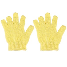 2 Pcs Shower Gloves, Exfoliating Gloves, Exfoliating Mitt, Exfoliating Body Scrub, Loofah Bath Gloves for Men, Women (Yellow, 2)