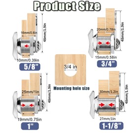 4 Pcs Keyless Compartment Lock 5/8 Inch Thumb Operated Cam Lock Zinc Alloy Non-Locking Compartment Lock for RV Storage Locks Drawers Mailbox Toolbox Lock Replacement Set (5/8 Inch (4 PCS))