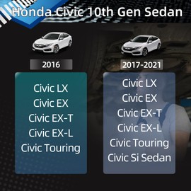 AAriguthel Civic Rear Spoiler Fit for 2016-2021 Honda Civic 10th Generation 4-Door Sedan ABS Painted Type Style Rear Trunk Spoiler Bodykit Rear Win (Carbon Fiber Style)