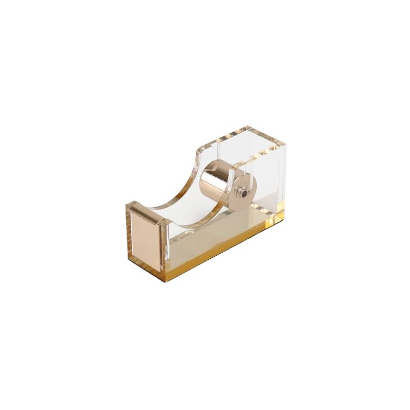 Sleek Acrylic Tape Dispenser Sharp Gold Blade Holds Standard Tape