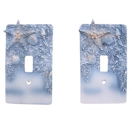 Blue Starfish Light Switch Covers, Set of 2, Nautical Toggle Covers, 5.5 Inches