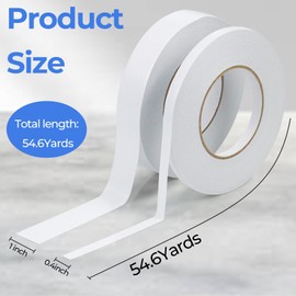 PLANTIONAL 2 Rolls Double-Sided Sticky Fabric Tape, No Sewing Required, Gluing, or Ironing Stitch Witchery Adhesive Cloth Tape, 2/5" x 54.6 Yd and 1" x 54.6 Yd Fabric Hemming Tape