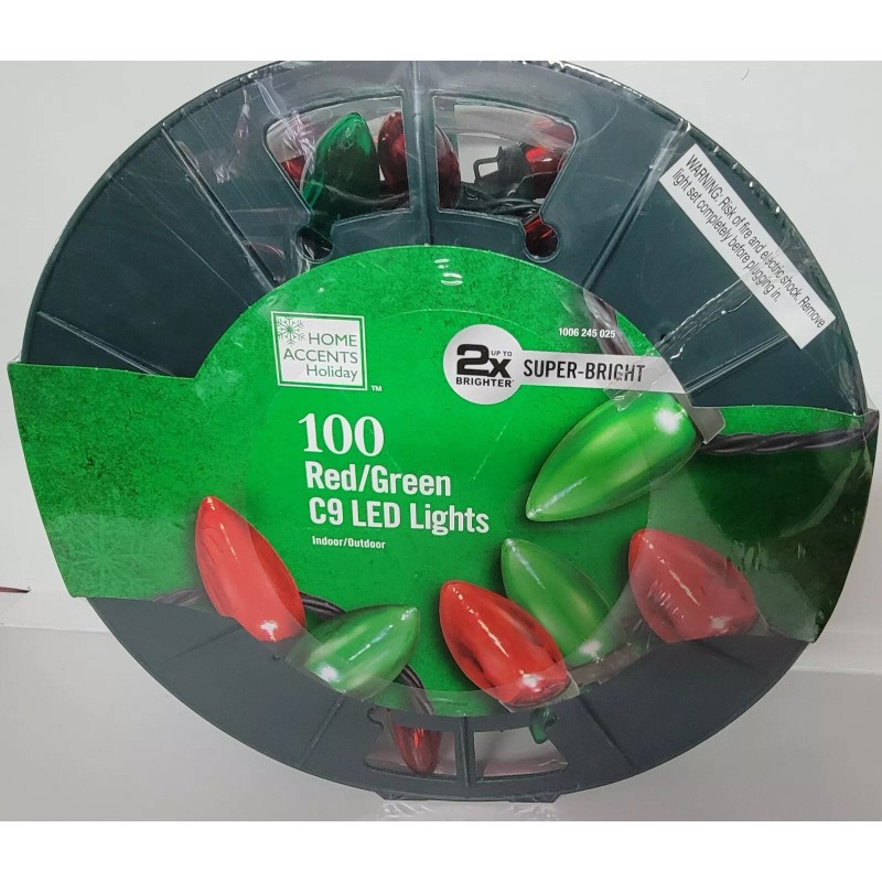 Home Accents Holiday 100-Light Smooth LED C9 Super Bright Red